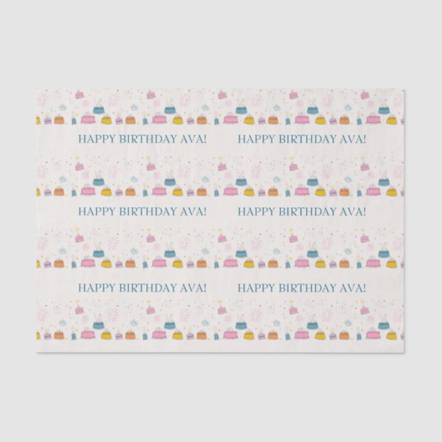 Customizable Confetti & Cake Birthday  Tissue Paper (Front)