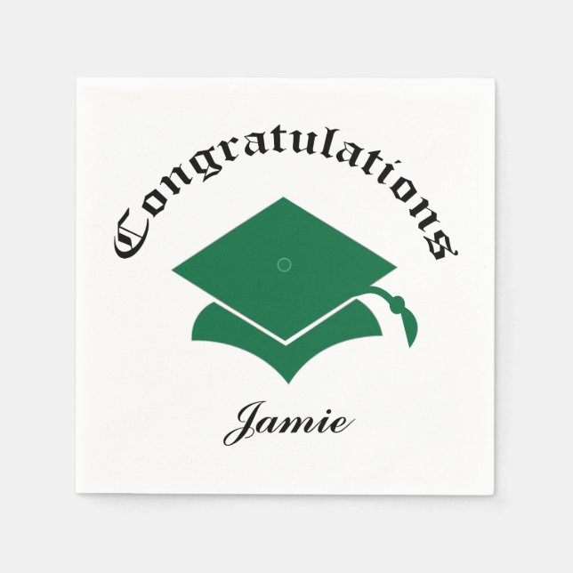 Customizable Congrats Graduation Napkins - green (Front)