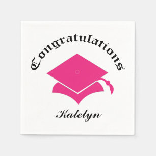 Customizable Congrats Graduation Napkins - Pink