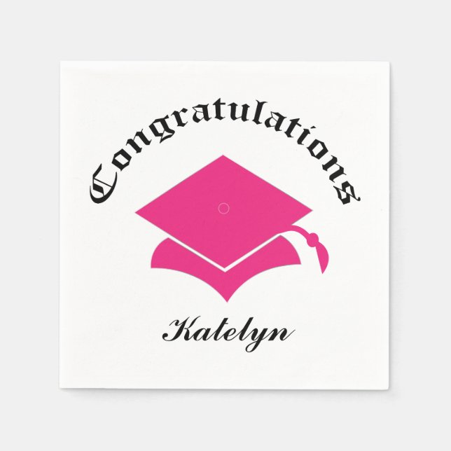 Customizable Congrats Graduation Napkins - Pink (Front)
