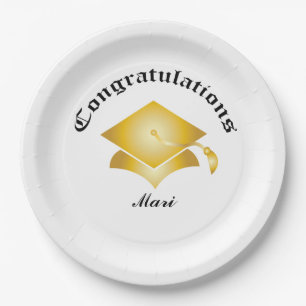 Customizable Congrats on Graduation Plates - Gold