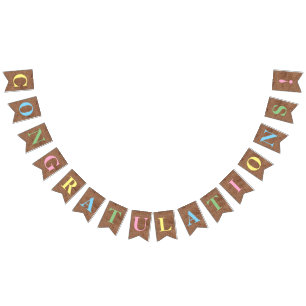 Customizable CONGRATULATIONS! Simulated Burlap Bunting Flags