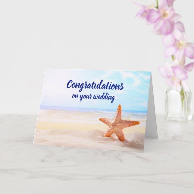 Customizable congratulations wedding starfish card (Orchid)