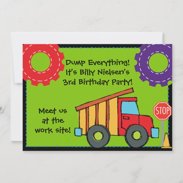 Customizable Construction Birthday 5x7 Invitation (Front)