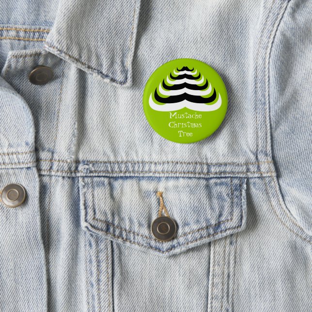 Customizable Cool and fun Moustache Christmas Tree 2 Inch Round Button (In Situ)