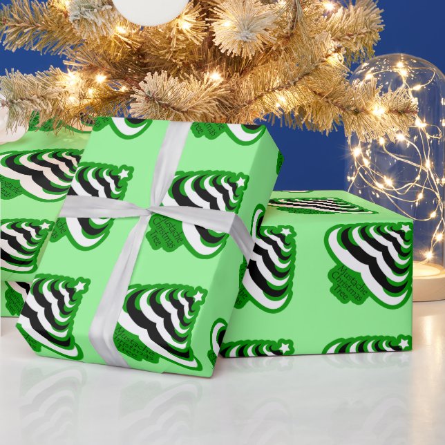 Customizable Cool and fun Moustache Christmas Tree Wrapping Paper (Holidays)