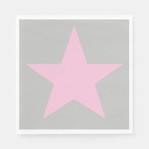 Customizable Cool and Funky Pink and Grey Star Napkin