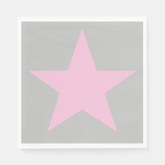 Customizable Cool and Funky Pink and Grey Star Napkin