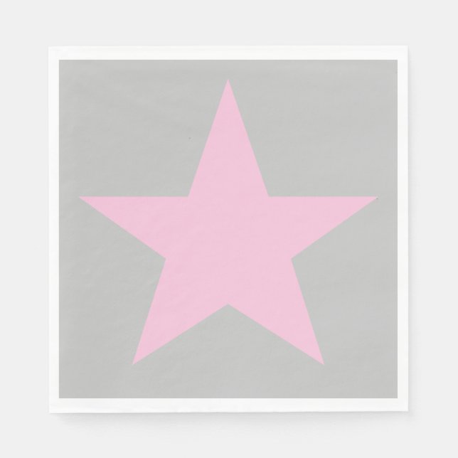 Customizable Cool and Funky Pink and Grey Star Napkin (Front)