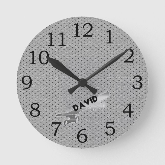 Customizable Cool Skateboarding Round Clock (Front)