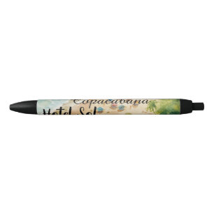 Customizable Copacabana Hotel Beach Pillow Black Ink Pen