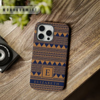 Customizable Copper Brown Dark Navy Blue Aztec 
