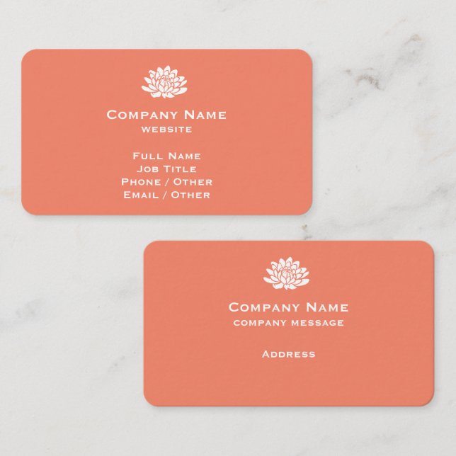 Customizable Coral Business Card (Front/Back)