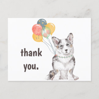 Customizable Corgi Birthday Party Thank You Postcard