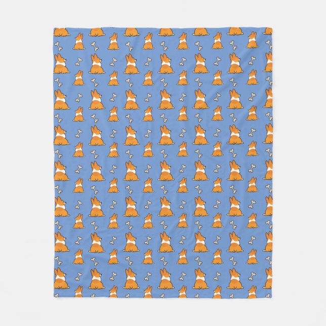 Customizable Corgi Butt Pattern Fleece Blanket (Front)