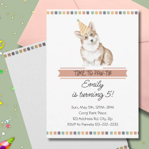Customizable Corgi It's Time to Pawty Invitation