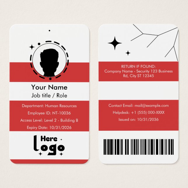 Customizable Corporate Employee ID Profile Card (Front & Back)