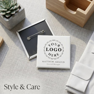 Customizable Corporate Logo Name Badge Button