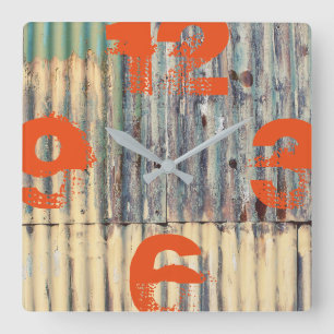 Customizable Corrugated Sheet Metal Square Wall Clock