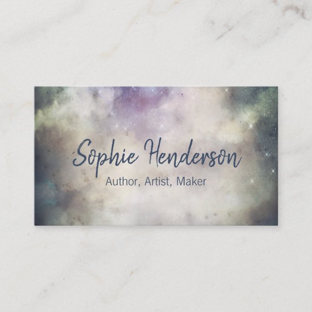 Customizable Cosmic Cloudy Author Artist Maker Business Card (Front)