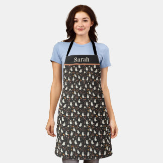 Customizable Cottagecore Ghost Pink Floral Pattern Apron