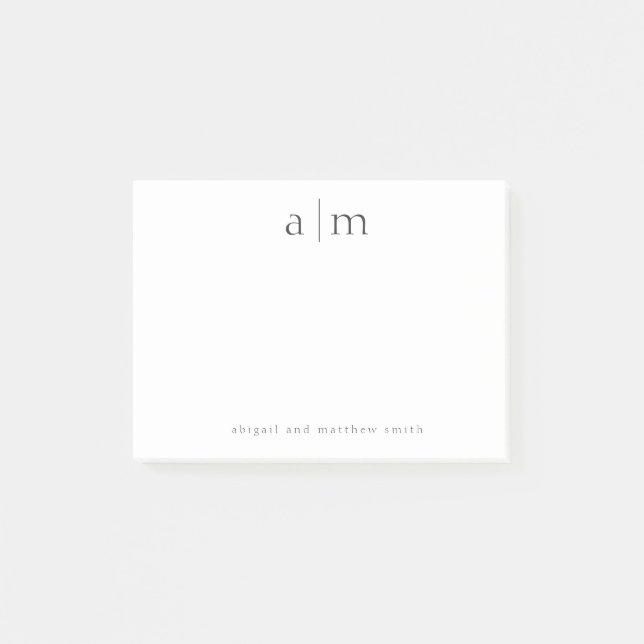Customizable Couple Name And Initial Monogram  Post-it Notes (Front)