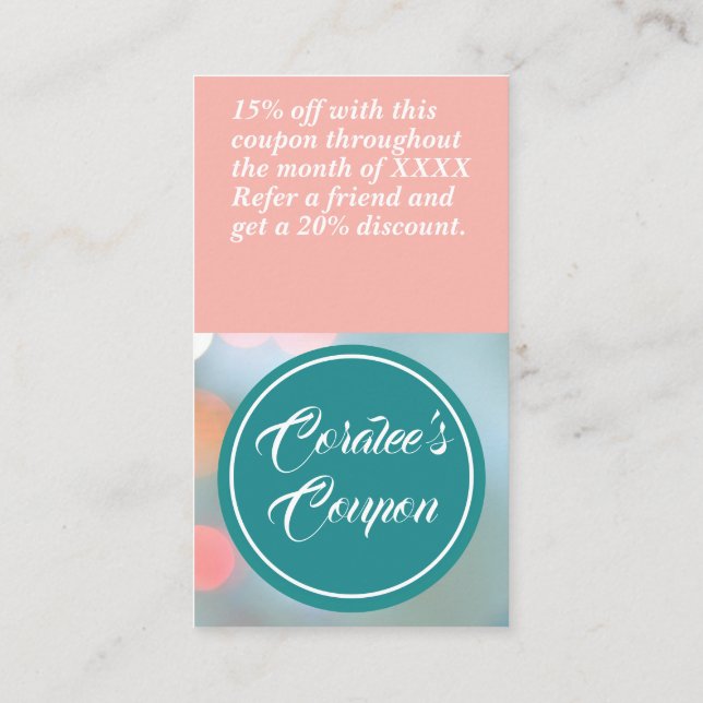 Customizable Coupon Discount Card (Back)