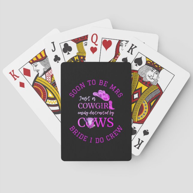 Customizable Cowgirl Bachelorette BRIDE I DO CREW Playing Cards (Back)