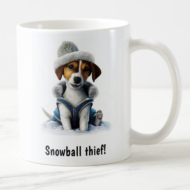 Customizable Cozy Jack Russell Terrier Snow Day Coffee Mug (Creator Uploaded)