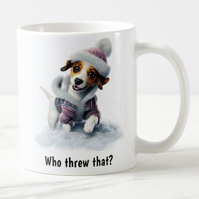 Customizable Cozy Jack Russell Terrier Snow Day Coffee Mug (Creator Uploaded)