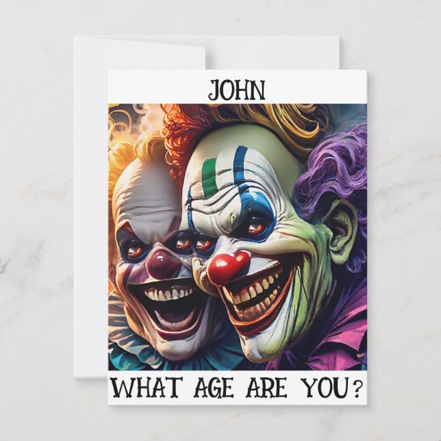 Customizable Creepy Clowns Birthday Card (Front)