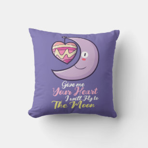 Customizable Crescent Heart Throw Pillow