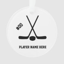 Customizable Crossed Hockey Sticks Ornament