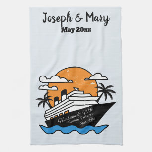 Customizable Cruse Lovers Travel Gift Coastal Blue Kitchen Towel