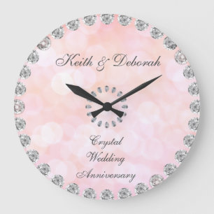 Customizable Crystal Wedding Anniversary Large Clock