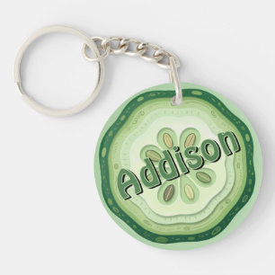Customizable Cucumber Slice Keychain