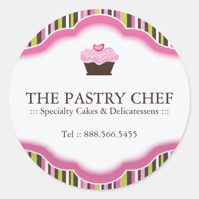 Customizable Cupcake Bakery Stickers (Front)