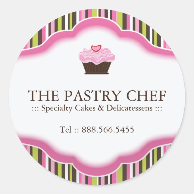 Customizable Cupcake Bakery Stickers (Front)