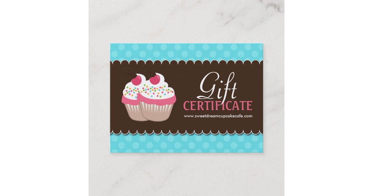 Customizable Cupcake Gift Certificate Zazzle