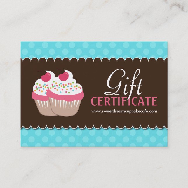 Customizable Cupcake Gift Certificate (Front)
