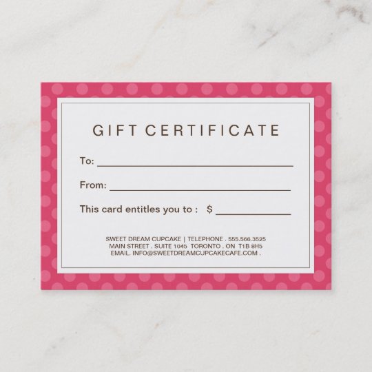 Customizable Cupcake Gift Certificate Zazzle.ca
