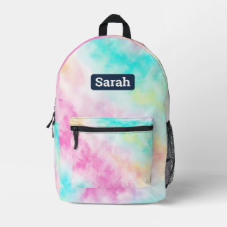 Customizable custom name pastel Tie dye backpack