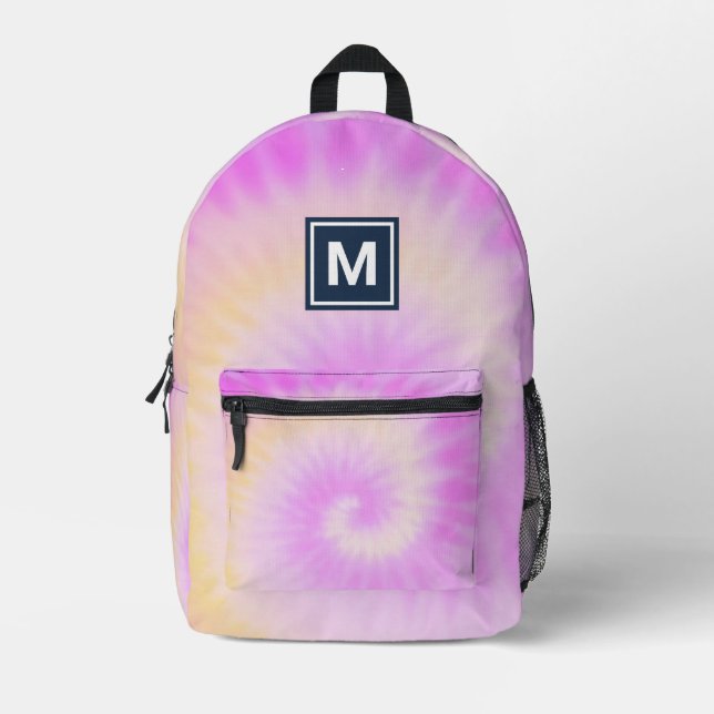 Customizable custom name Pastel Tie Dye Backpack (Front)