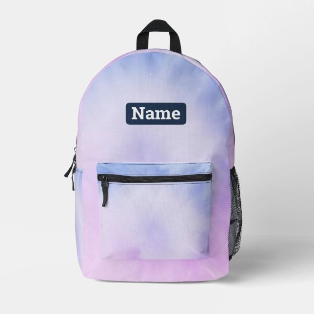 Customizable custom name Pastel Tie Dye Backpack (Front)