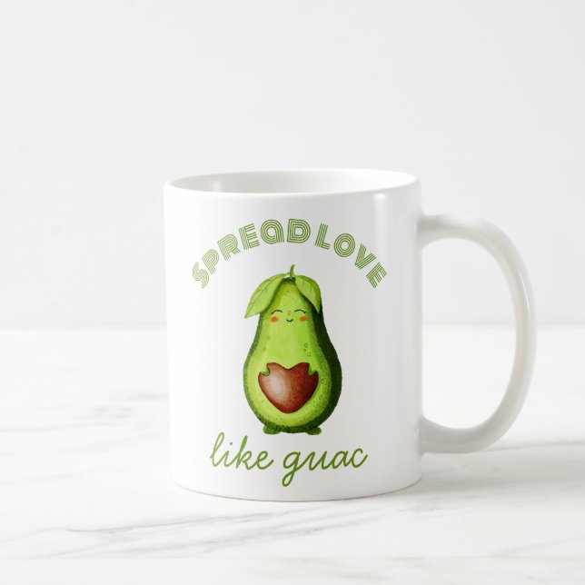 Customizable Cute Avocado Hand-drawn Original Art Coffee Mug (Right)