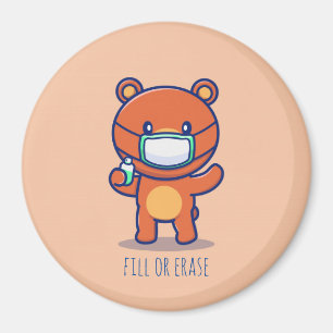 Customizable cute bear mask sanitizer magnet