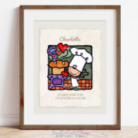 Customizable! Cute Bread Baker Chef Vintage Oven