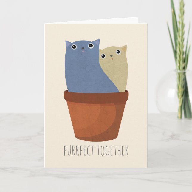Customizable Cute Cat Couple Note Card (Front)