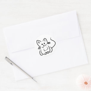 Customizable Cute Cat Line Art Sticker
