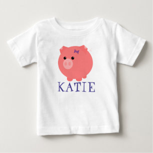 Customizable Cute Chubby Pig Kid T-Shirt